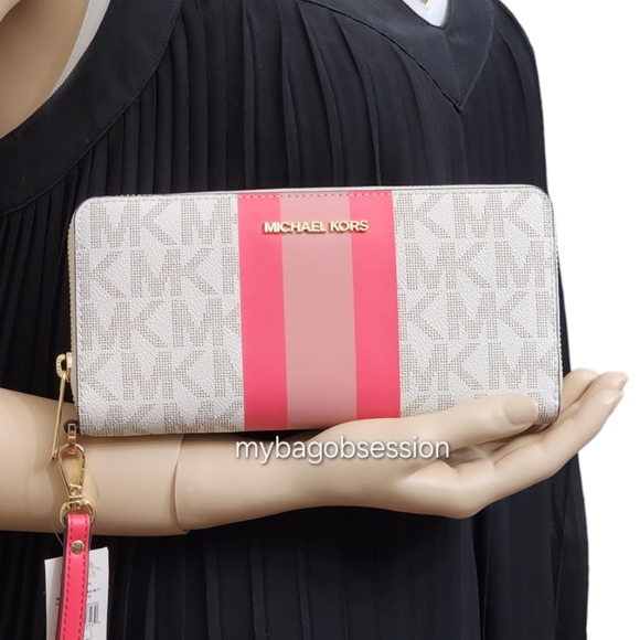 Michael Kors Jet Set Logo Center Stripe Wristlet - Picture 1 of 6